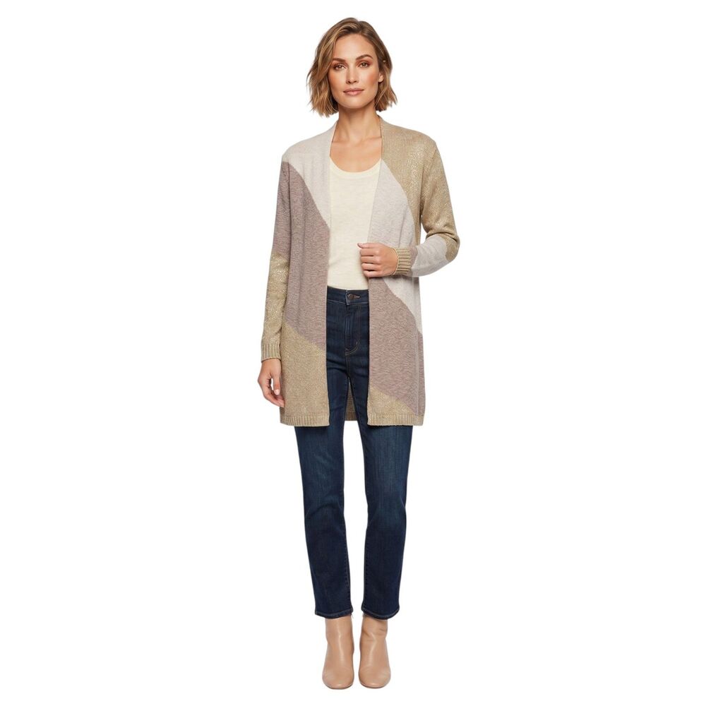 Chico's Gold Sequin Open Cardigan Sweater – Medium